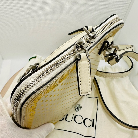 EUC GUCCI x Sega White/Gold Leather GUCCY Mini Crossbody Bag - Picture 11 of 17